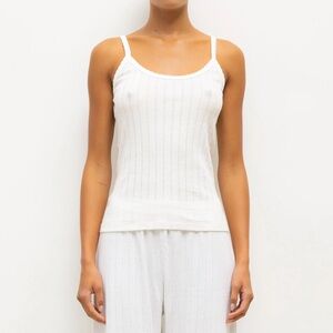 LESET Cream Ribbed Top